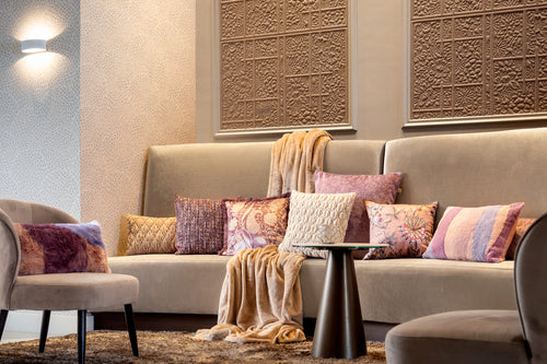 FLORE - sierkussen 45x45 cm - bloemenprint - Misty Rose - roze