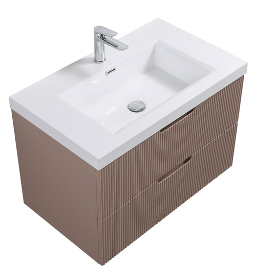 Badplaats Badkamermeubel Set Thermis 80 cm – Mat Roze – Badmeubel met Wastafel