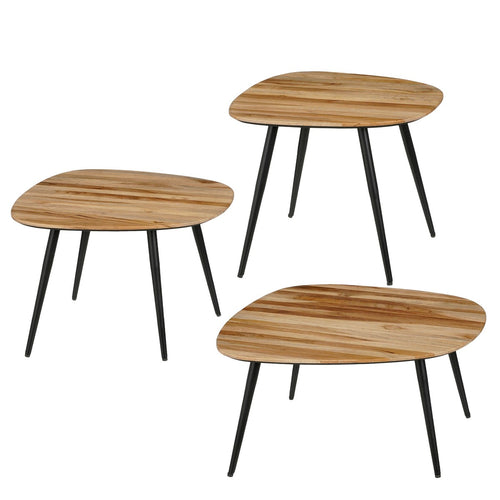 Mica Decorations Jailey Bijzettafel - Set van 3 - L62 x B52 x H34 cm - Gerecycled Hout - Bruin
