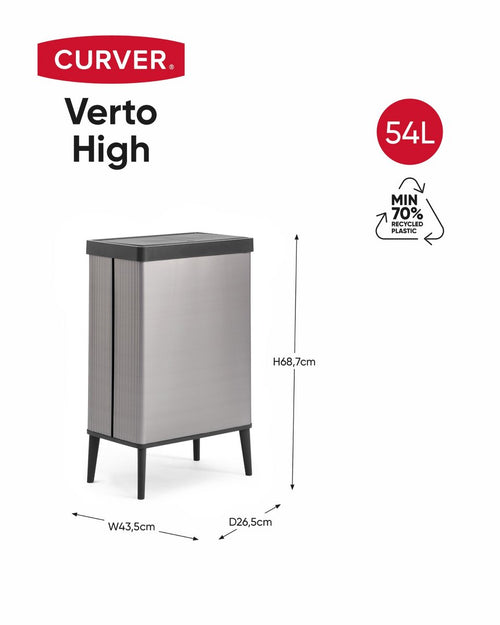 Curver Verto High - Prullenbak 54L - Grijs - 44x27x69cm - vtwonen shop