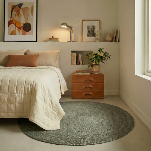 Mrcarpet jute vloerkleed - groen - Ø 200 cm