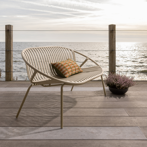 WOOOD bank 2-zits Bruce - Polypropeen/Metaal - Zand - 74x131x74