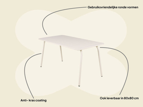 MaximaVida metalen tuintafel Max 150 x 80 cm ivoor