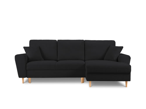 Cosmopolitan Design Converteerbare hoekbank rechts met opbergdoos Kyoto 4-zits, boucle, zwart - 145x241x88cm
