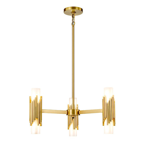 Mehrarmige Pendelleuchte, modernes gealtertes Messing, 6 x E14