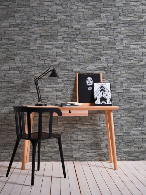 A.S. Création behang steen grijs, zwart en bruin - 53 cm x 10.05 m - AS-958711