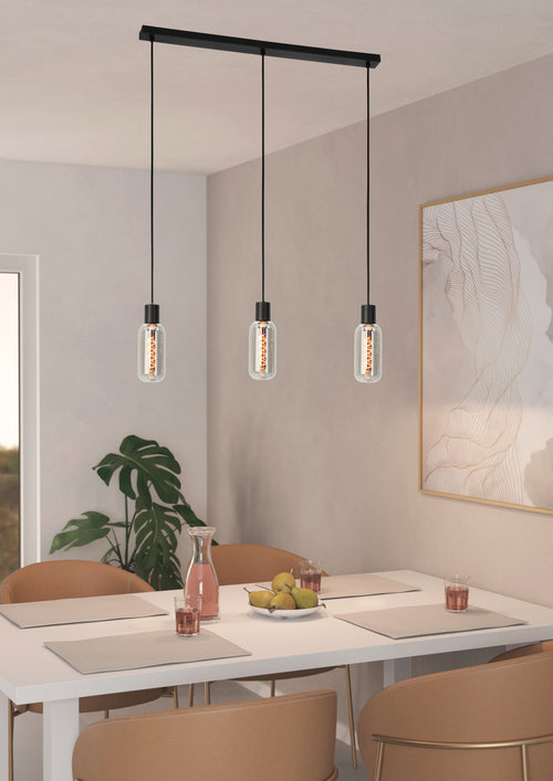 EGLO hanglamp Majone - e27 - smoke glas - 77 cm - zwart - vtwonen shop