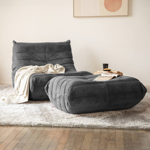 HOME DELUXE Relaxfauteuil met voetenbank CHILL - antraciet 102 x 87 x 70 cm