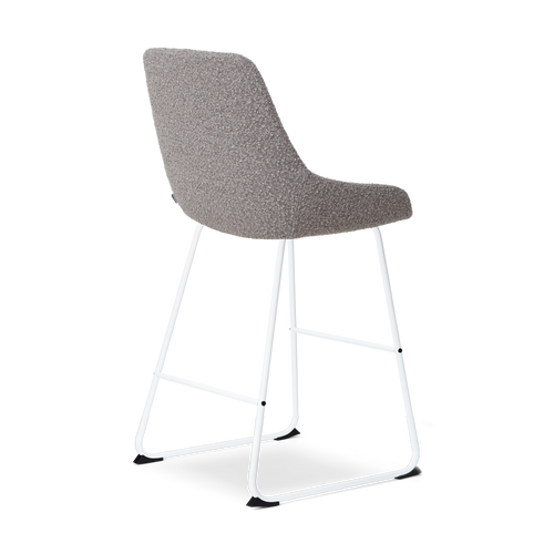 Nolon Nino-Isa Barkruk Bouclé Taupe - Stof - Wit Onderstel - 65 cm - vtwonen shop