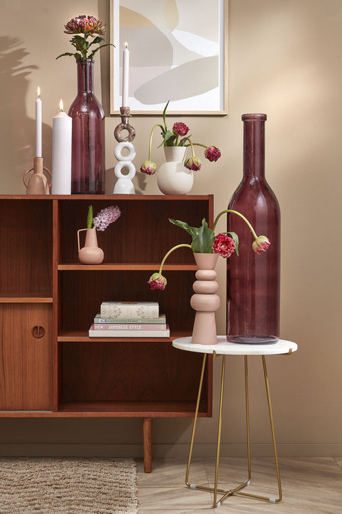 Mica Decorations Rioja Fles Vaas - H75 x Ø18 cm - Gerecycled Glas - Bordeaux