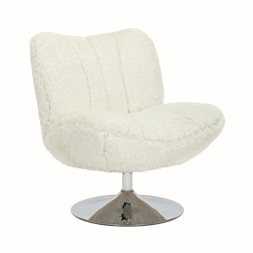 DÉJA Living Draaifauteuil Morten - Beige Fluffy/Chrome - 70x78x82cm - vtwonen shop