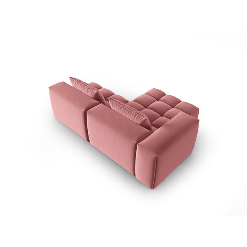 Cosmopolitan Design - Modulaire hoekbank links Verona 3-zits, flueel flamingo - 145x205x70cm