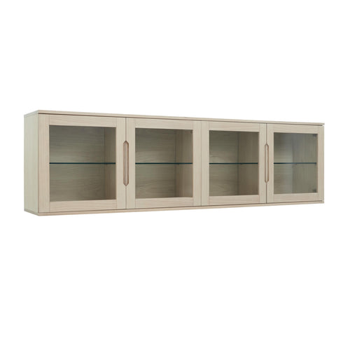 Furnhouse 4-deurs wandkast Kerteminde - Witte olie - MDF, Eikenfineer, Glas - 37x213x60
