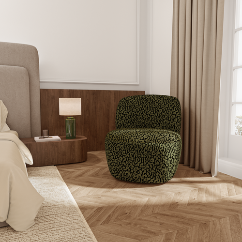 Premium Interiors - Draaistoel COMI - stof met patroon  kaki 65cm