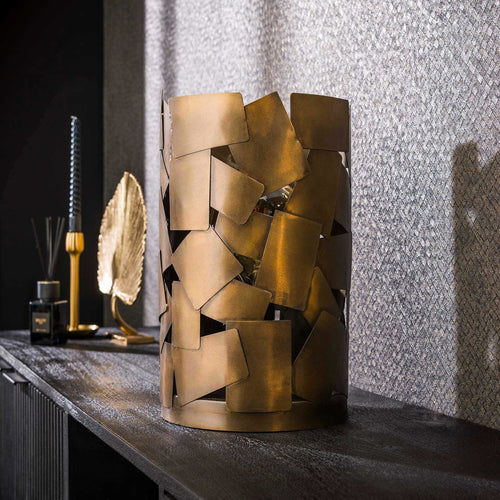 Giga Meubel Tafellamp Patch Cylinder - Brons - 1-Lichts - 23x23x38cm - vtwonen shop