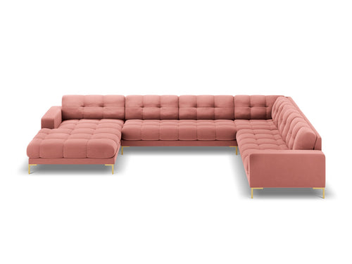 Cosmopolitan Design Panoramische hoekbank rechts Bali 7-zits, flueel, roze - 256x327x75cm