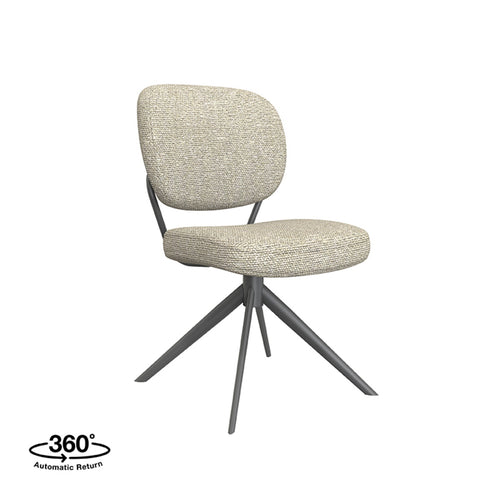 LABEL51 Eetkamerstoel Geneva - Naturel/Zwart - Draaibaar - Set van 2 - vtwonen shop