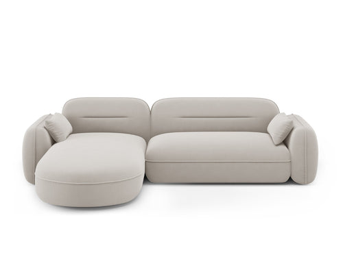 Cosmopolitan Design Modulaire hoekbank links Sydney 4-zits, flueel, lichtbeige - 165x275x70cm