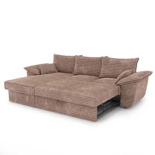 Sia Home - Hoekbanken links SASHA - XXL ribfluweel - Mol - 257cm - vtwonen shop