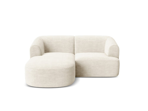 Cosmopolitan Design Modulaire hoekbank links Campi 3-zits, ribfluwelen ivoor - 156x180x70cm