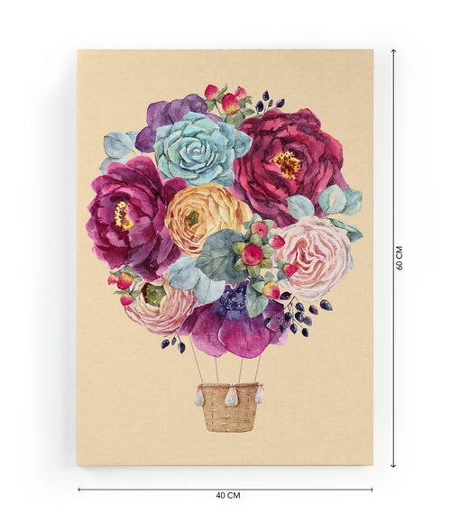 Canvas 60x40 Afdruk Bloemenballon