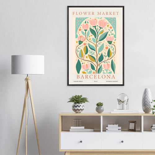 Artfulprints Poster Flower market - Barcelona   - 50x70 cm - Meerkleurig