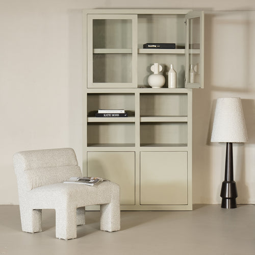 Giga Meubel Kast Xander - Beige Mangohout/Glas - 120x45x220cm - vtwonen shop