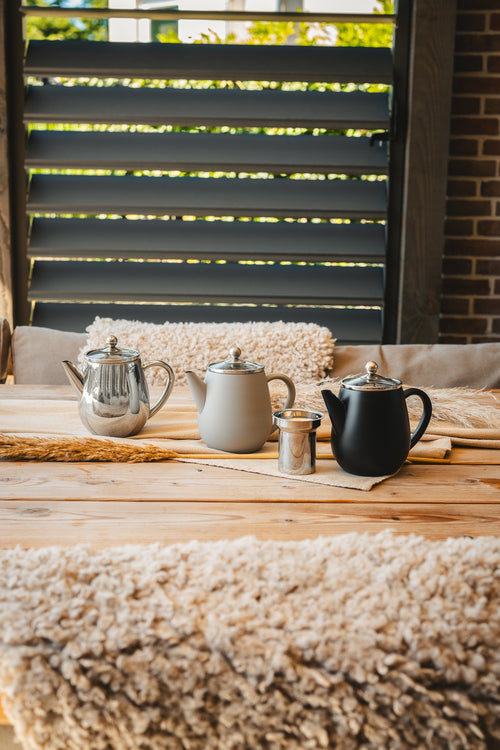 Bredemeijer - Dubbelwandige theepot Eva - 0,5 liter - Betongrijs - Met filter - vtwonen shop