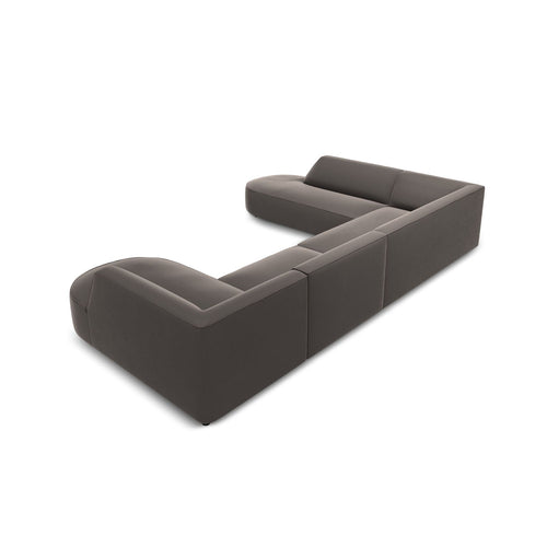 Cosmopolitan Design - Panoramische hoekbank Siena 7-zits, flueel donkergrijs - 273x366x69cm