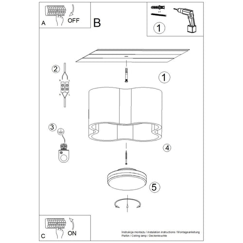 Sollux Lighting Plafondlamp OVIO 1 rood Gx53 - 12x12x6cm