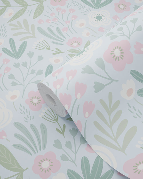 ESTAhome behang bloemetjes groen en roze - 50 x 900 cm - 131066 - vtwonen shop