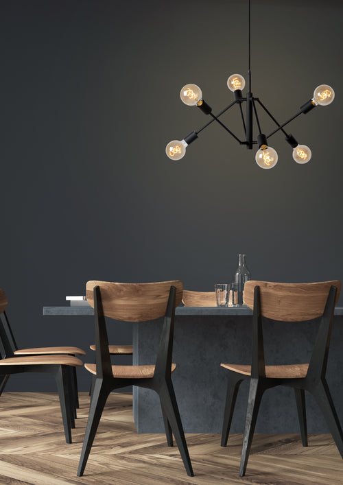 Lucide hanglamp LESTER - 6xE27 - Zwart