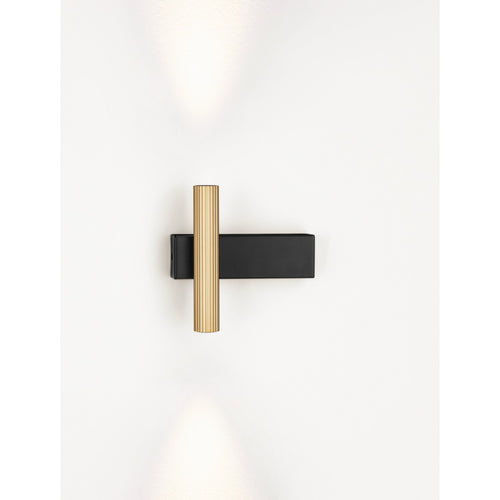 Nova Luce PARON Up & Down wandlamp Sandy Black, gouden LED 6W 326lm 3000K