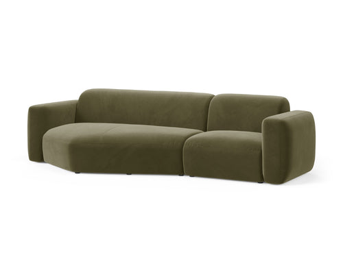 Cosmopolitan Design Modulaire hoekbank links Strino 3-zits, flueel groente - 136x308x78cm