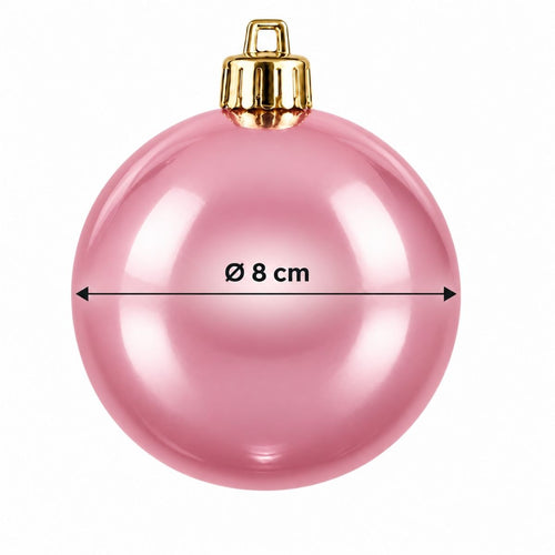 Mica Decorations Kerstballen Roze Onbreekbaar Set van 27 Stuks - Kerstballenset met Diameter 8 cm - Gemaakt van Gerecycled Polystyreen -