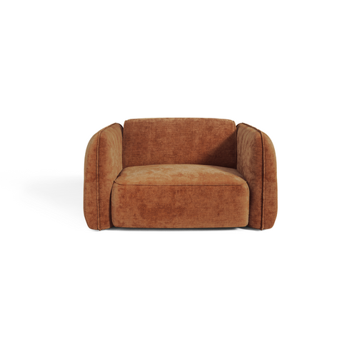 Premium Interiors - Fauteuil LOMI - gewaafd fluweel terracotta 118cm