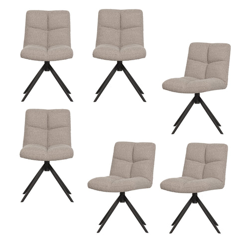 WOOOD draaistoelen Vinny - Bouclé - Zand - Set van 6 - vtwonen shop