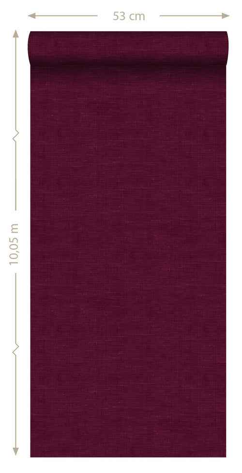 ESTAhome behang effen linnenstructuur bordeaux rood - 53 cm x 10.05 m - 148697