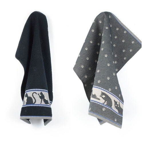 Luxe Keukendoek en Theedoek Kat Zwart  - Bunzlau Castle - 100% biologisch GOTS katoen