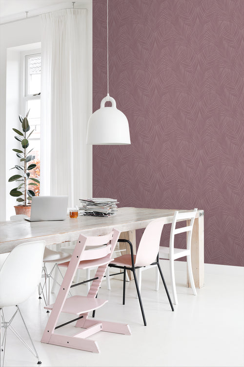 ESTAhome behang palmbladeren mauve paars - 50 x 900 cm - 131221 - vtwonen shop