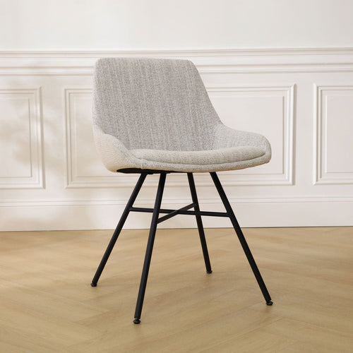 Nolon Noa-Isa Eetkamerstoel Beige Gemêleerd - Stof - Zwart Onderstel
