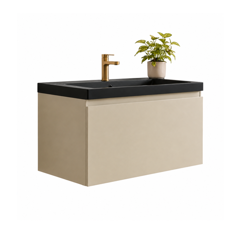 LOMAZOO badkamermeubel Modena - zwevend - zwart - greige - 80 cm
