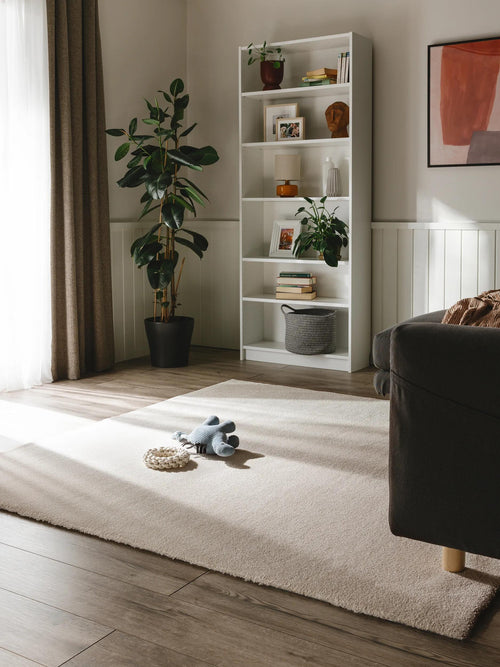 benuta wasbaar shaggy vloerkleed Melvin - crème - 200x200 cm