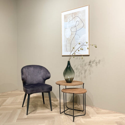 Livingfurn eetkamerstoel Donna - Velvet - Antraciet - 2 stuks