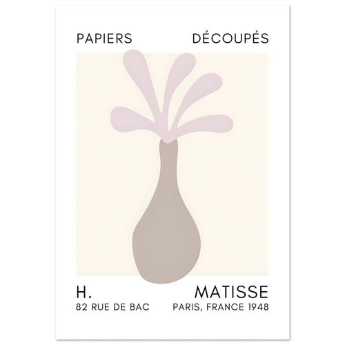 Artfulprints Poster Matisse - Ocean flower grey   - A4 21x29.7 cm - Grijs
