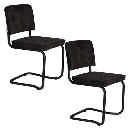 Zuiver Ridge Kink Eetkamerstoelen  Soft Zwart - Set van 2 - vtwonen shop