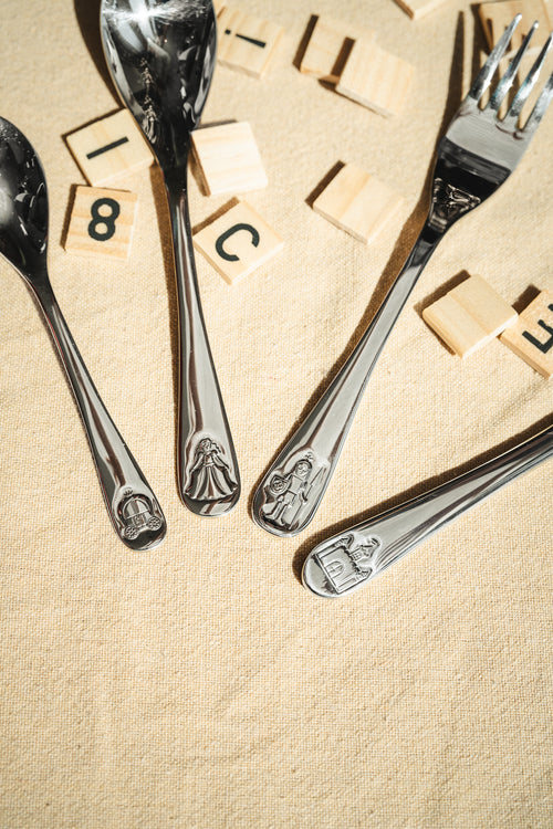 Zilverstad - Kindercouvert Ridders en Prinsessen - 4 delig - RVS - vtwonen shop