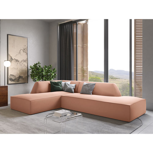 Cosmopolitan Design - Modulaire hoekbank links Siena 4-zits, flueel roze - 180x273x69cm