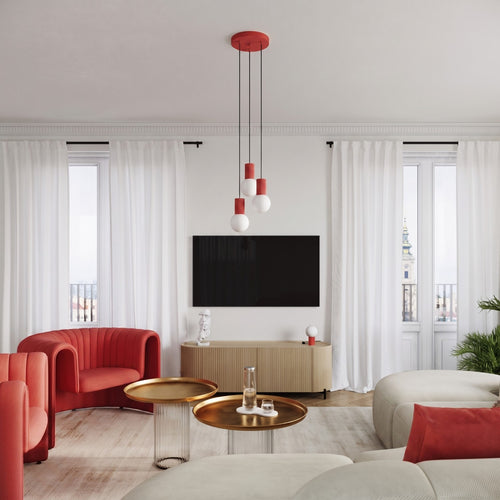 Sollux Lighting Hanglamp HALO 1 rood - 12x12x120cm