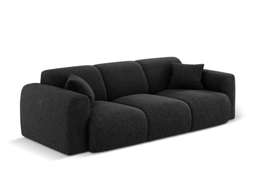 Cosmopolitan Design Bank Nolio 3-zits, chenille, zwart - 95x235x72cm